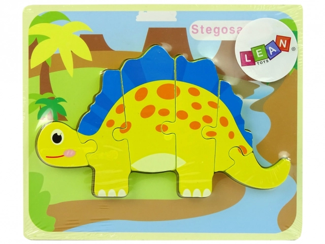 Holzpuzzle Dinosaurier Oviraptor und Stegosaurus