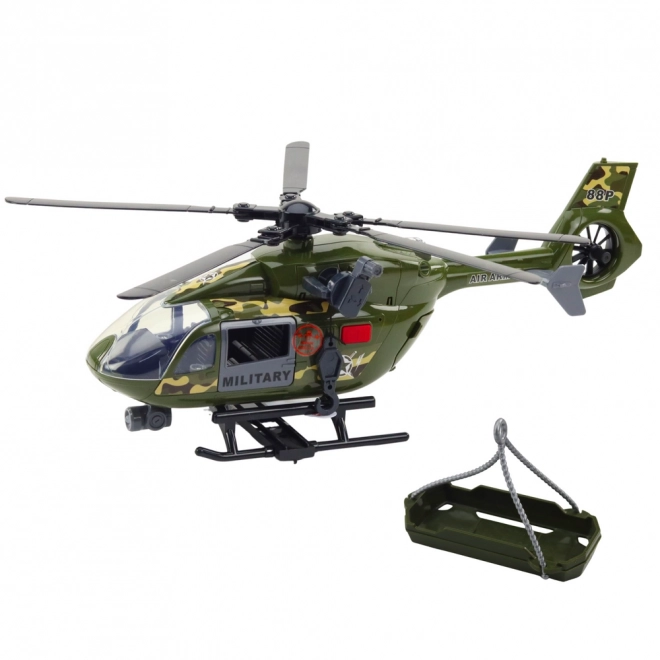 Militärischer Hubschrauber mit Lichtern und Soundeffekten