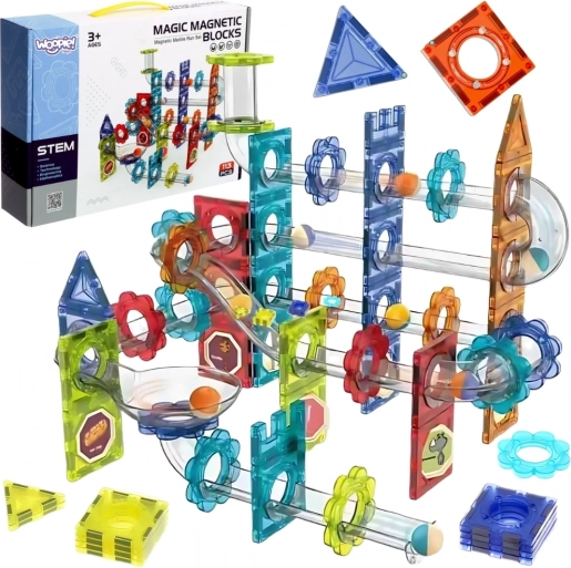 Woopie magnetische 3D‑Baukästen – Lern-Murmelbahn 113 Stk.