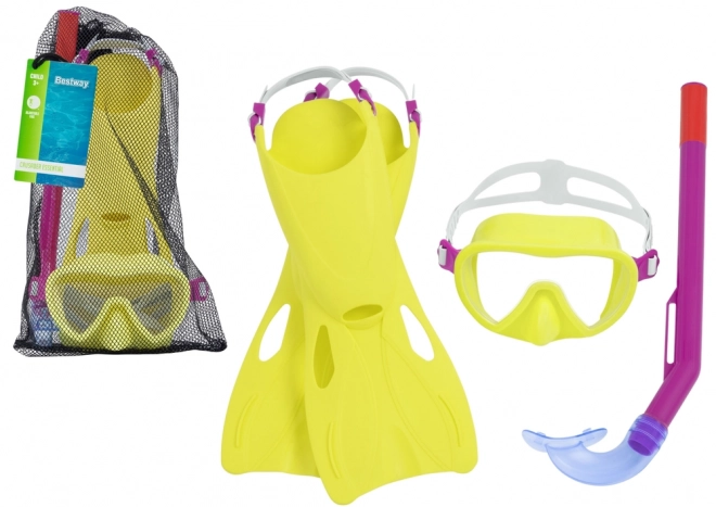 Taucher-Set Bestway Gelbe Maske, Flossen, Rohr 25039