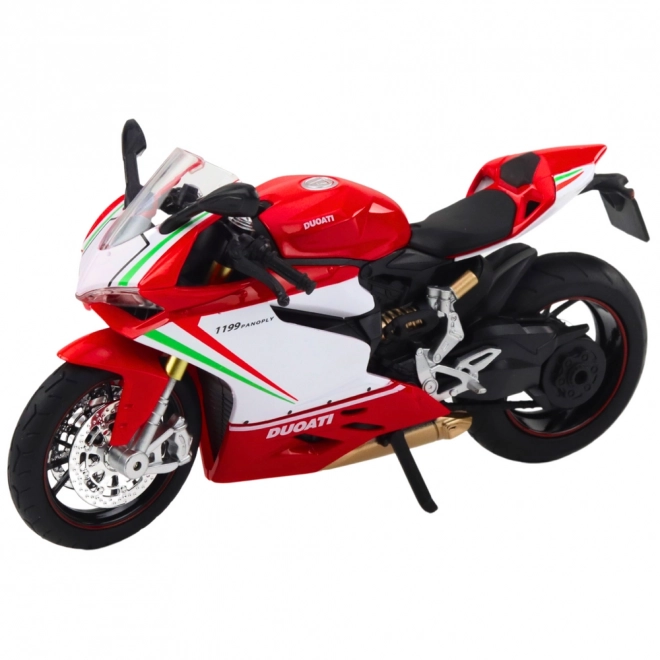 Metall-Sportmotorrad rot-weiß mit Effekten 1:12