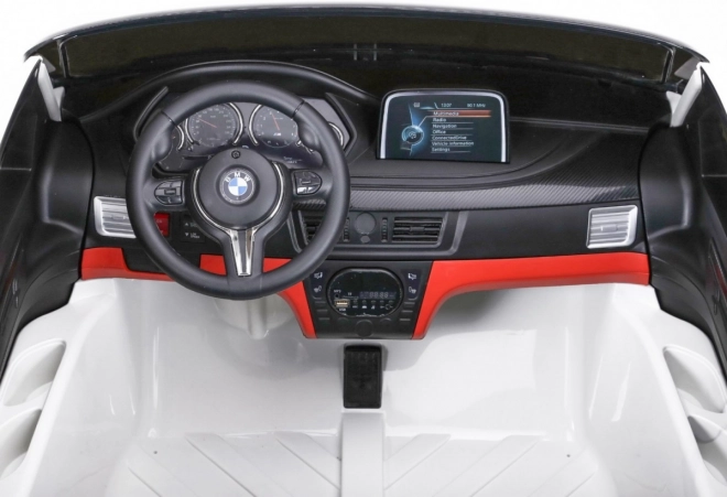 BMW X6M XXL pro 2 Kinder Weiß + Fernsteuerung + Eco-Leder + Sicherheitsgurte + langsamer Start + MP3 USB + LED