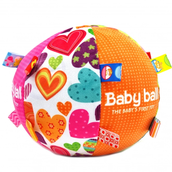 Weicher Ball für Babys mit Etiketten und Geräuschen