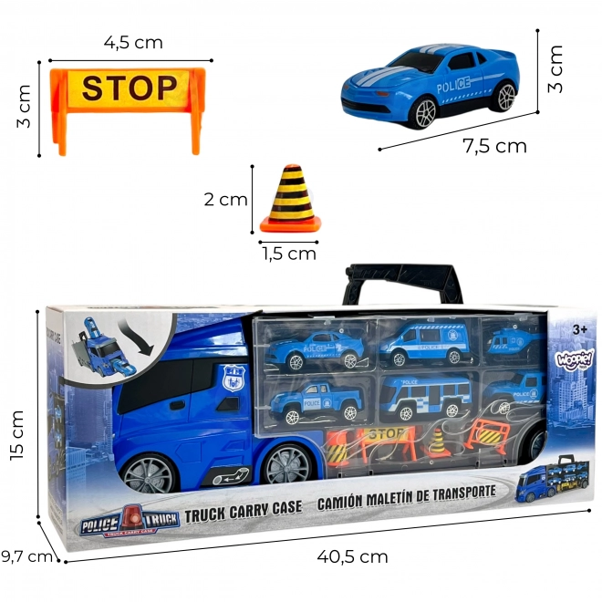 Woopie Polizeitransporter 3-in-1 Spielset Blau