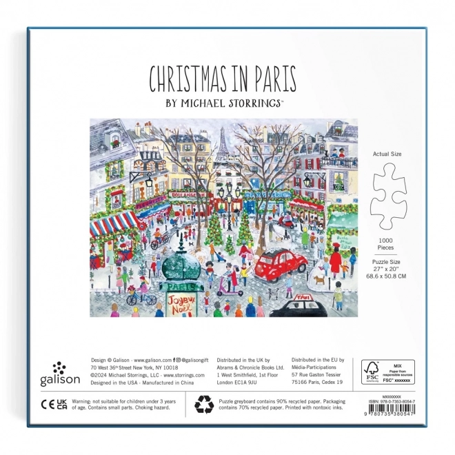 Galison Michael Storrings Weihnachts-Paris Puzzle 1000 Teile