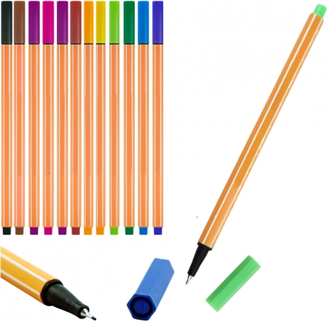 Set aus bunten dünnen Stiften 0,4 mm - 12 Stk.
