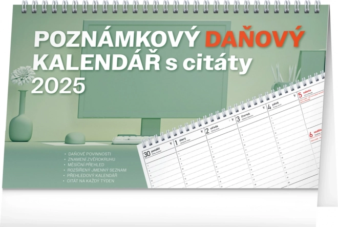 Notique Tischkalender Notizen Steuertermine mit Zitaten 2025