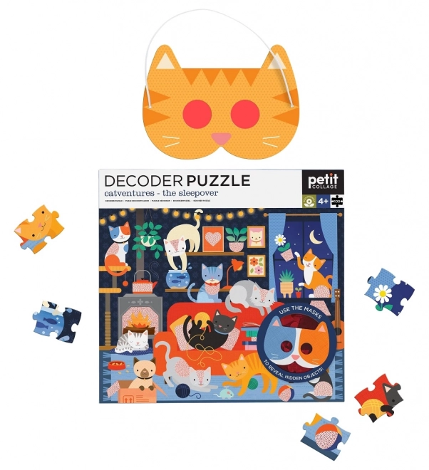 Petit Collage Katzen-Puzzle mit 3D-Brille – 100 Teile