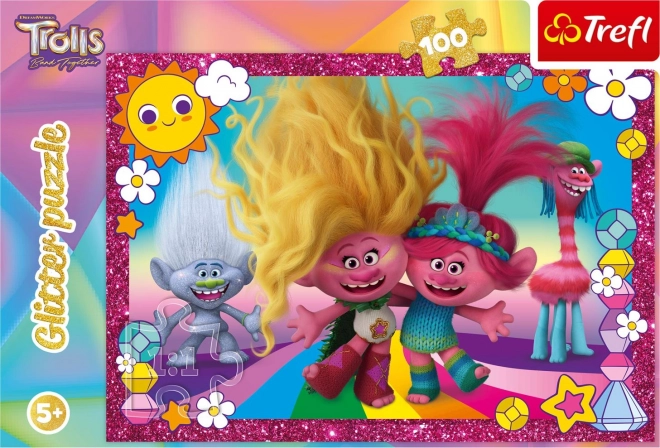 Glitzerndes Puzzle TROLLS 3, 100 Teile