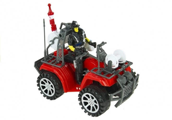 Großes Feuerwehrstation-Set mit Helm und Quad