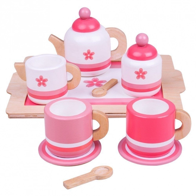 Bigjigs Toys Holzspielzeug Teeset in Rosa