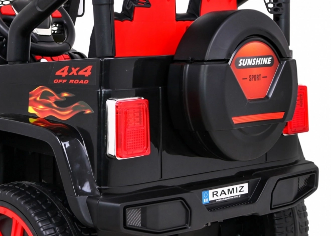 Geländewagen Raptor Drifter Flames + Fernbedienung + Antrieb 4x4 + Stauraum + Langsamer Start + MP3 LED