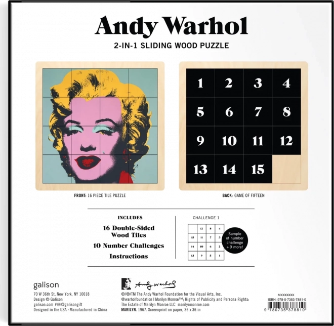 Posierbares Holzpuzzle Andy Warhol Marilyn