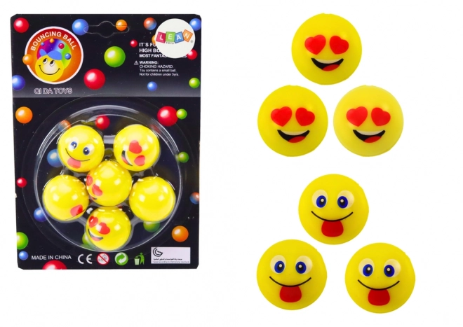 Emoji-Springbälle Set Gelb 6er Pack