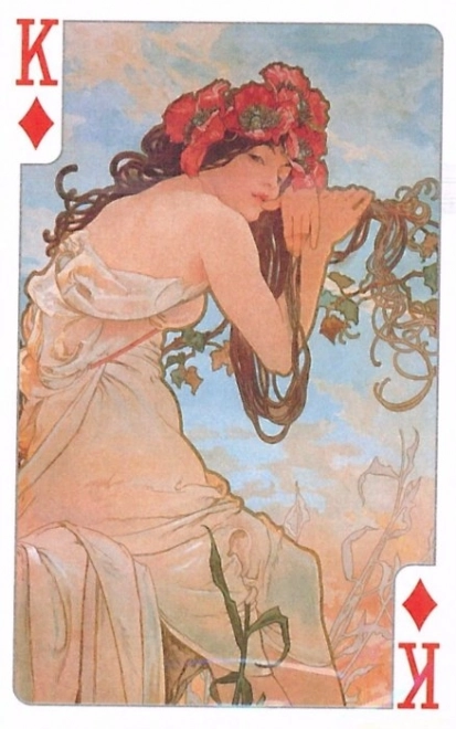 Spielkarten mit Alfons Mucha Illustrationen