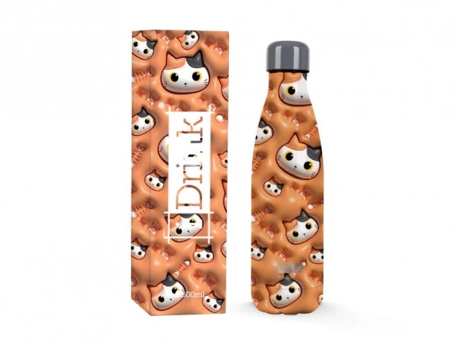Thermos mit orangefarbener Katze, lange Wärmespeicherung