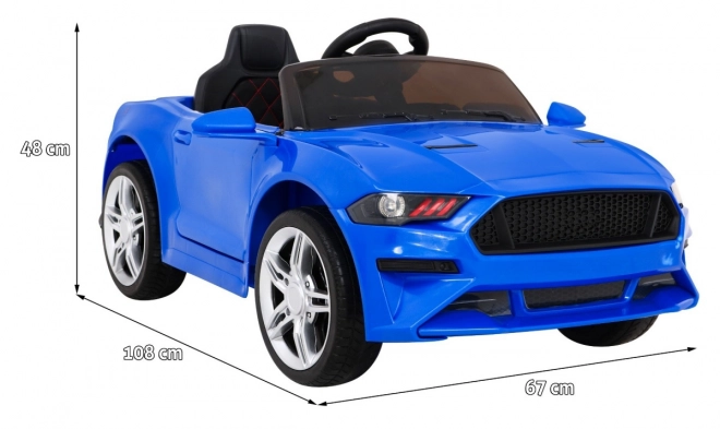 GT Sportwagen für Kinder blau + Fernbedienung + langsamer Start + Gepäckträger + MP3 LED-Diode