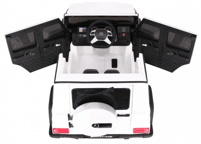 Autobatterie Mercedes AMG G65 für Kinder Weiß + Lackiert + Kofferraum + Lichter Geräusche