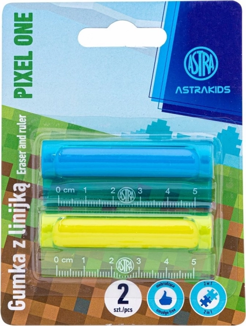 ASTRA Lineal mit Radiergummi 2-in-1 Pixel One 5 cm (2 Stk.)