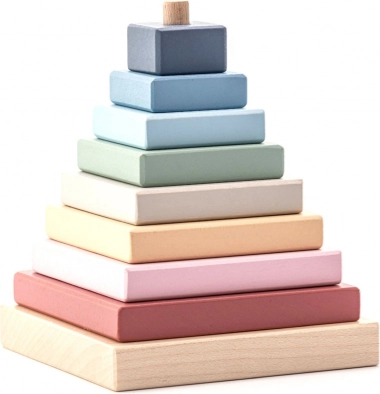 Cubika Pastellfarbene Pyramide – Holzpuzzle mit 9 Teilen