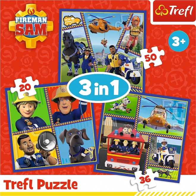 TREFL Feuerwehrmann Sam Puzzle Set 3-in-1