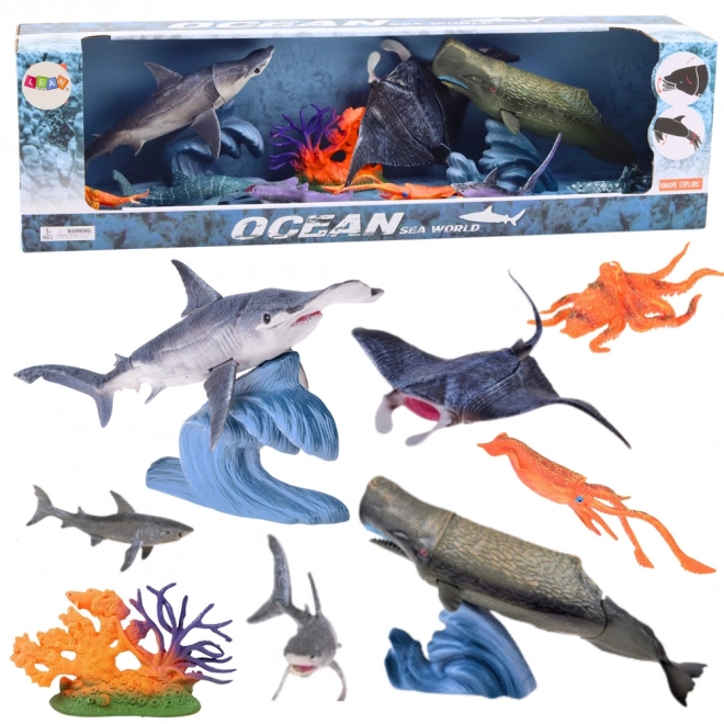 Set mit beweglichen Meerestierfiguren