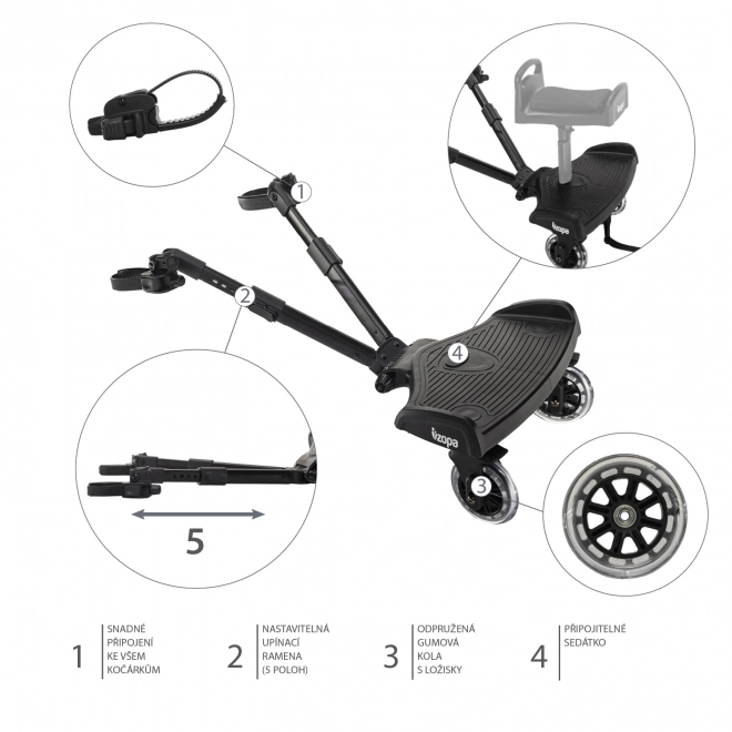 Trittbrett für Kinderwagen Segboard 2 Schwarz