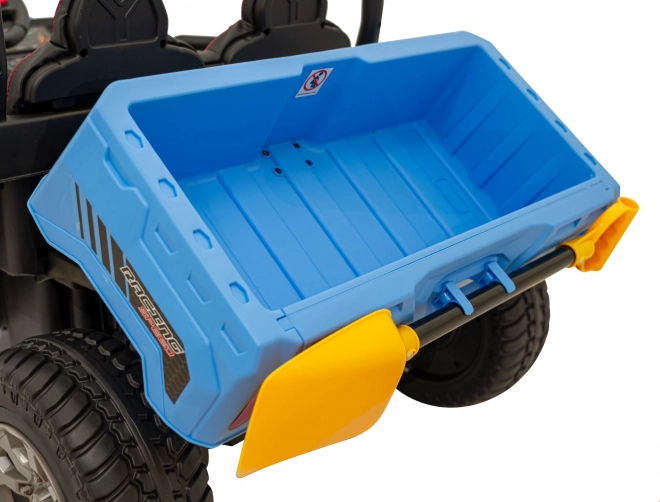 Kinderauto Pick-Up Speed 900 Blau + Allradantrieb + bewegliche Schaufel + Gepäckträger + Fernbedienung + Schaufel + LED Audio