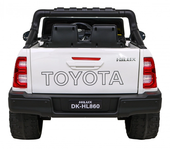 Toyota Hilux Batterie für Kinder Weiß + Antrieb 4x4 + Fernbedienung + 2 Gepäckträger + Radio MP3 + LED-Leuchte