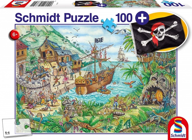 Puzzle Piratenbucht 100 Teile mit Piratenflagge