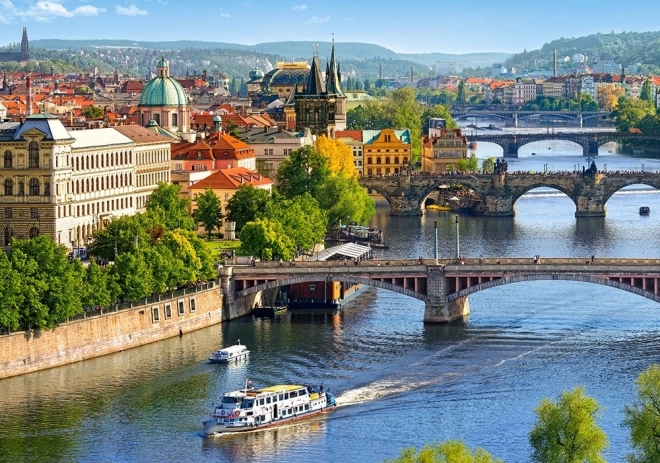 Puzzle 500 Teile Aussicht auf die Brücken in Prag