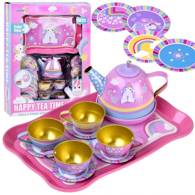 Bunter Teeservice-Set 14-teilig