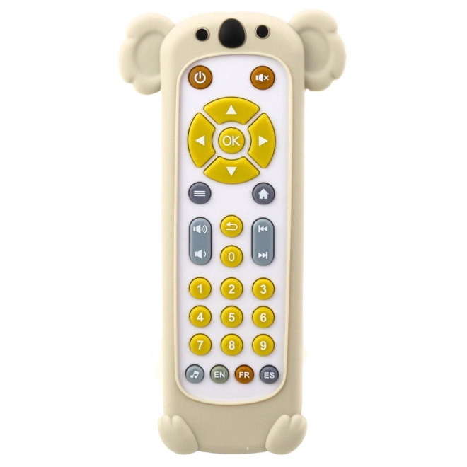 Interaktive Kinderfernbedienung mit einem Koala-Silikonbezug beige
