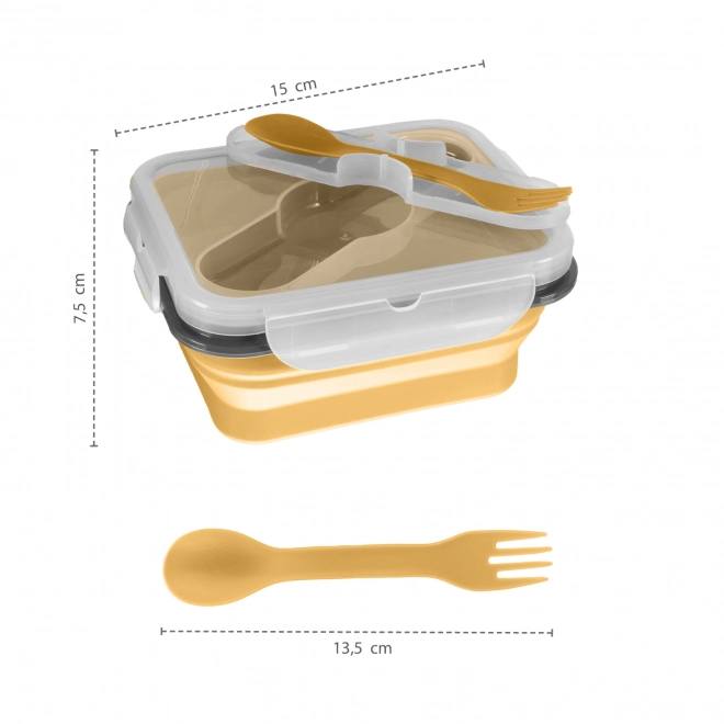 Silikon-Snack-Box mit Besteck, Klein, Dove Grey