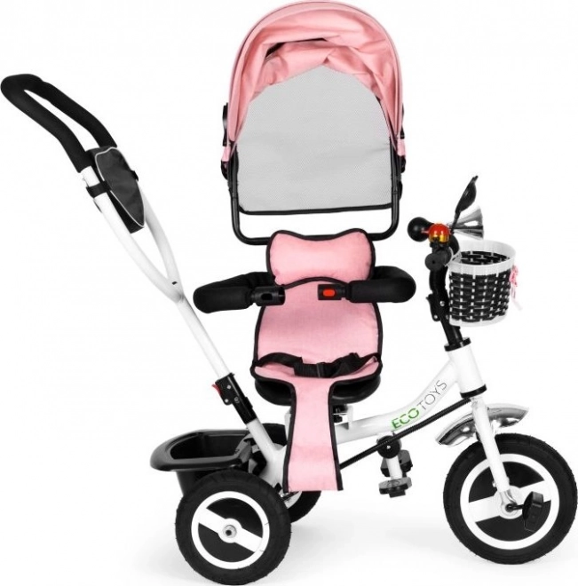 Tricycle mit drehbarem Verdeck und langlebigen Gummireifen in Pink