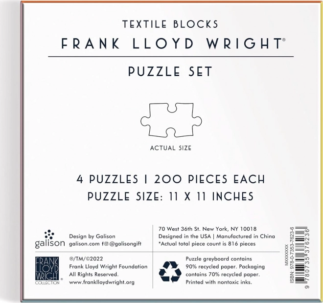 GALISON Quadratisches Puzzle Frank Lloyd Wright: Textile Blöcke 4x200 Teile