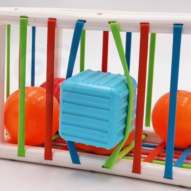 Bunte flexible WOOPIE Baby Sensorik-Würfel mit Formen-Sortierer