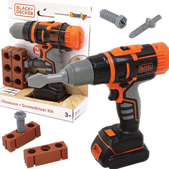 elektronischer Akku-Bohrer und -Schrauber Smoby Black&Decker mit Ziegel
