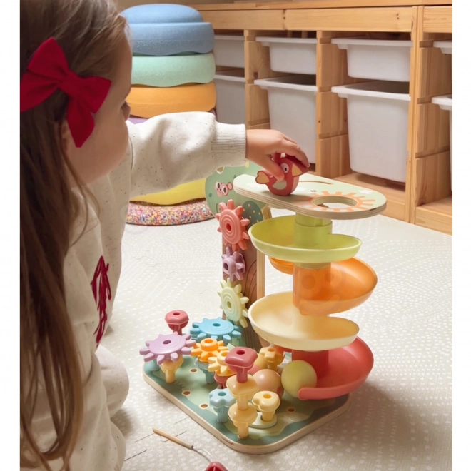 Aktivitätsspiel Baum Kugelbahn Montessori 4-in-1