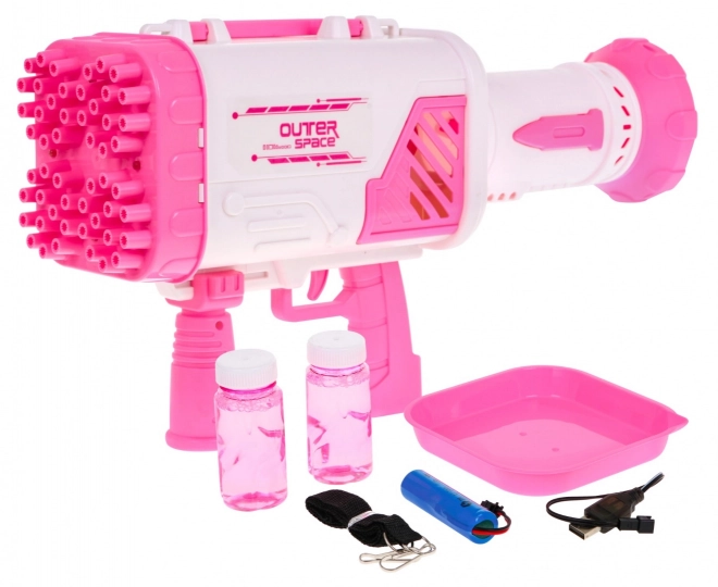 Seifenblasenpistole für Kinder 3+ Rosa mit Ventilator und Seifenlösung