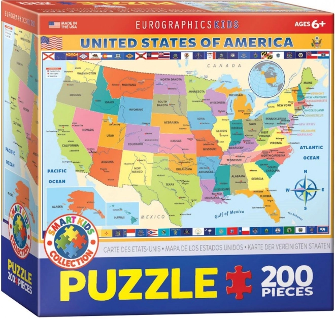 Eurographics Puzzle Karte der Vereinigten Staaten von Amerika 200 Teile