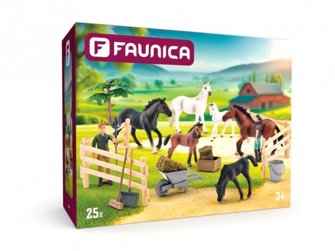 Set aus 25 Faunica Pferden (Weiß und Schwarz)