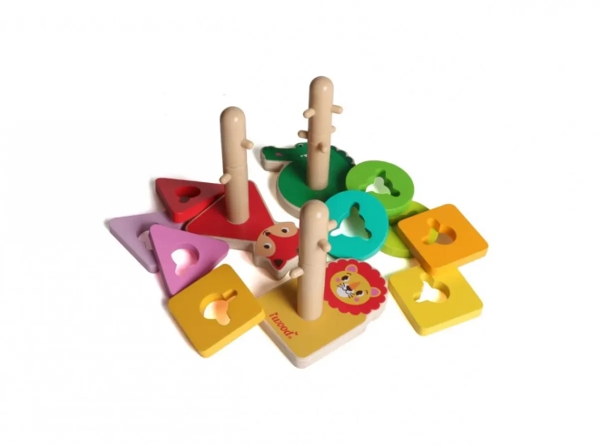 Tier-Holzpuzzle mit Haken Sortierspiel