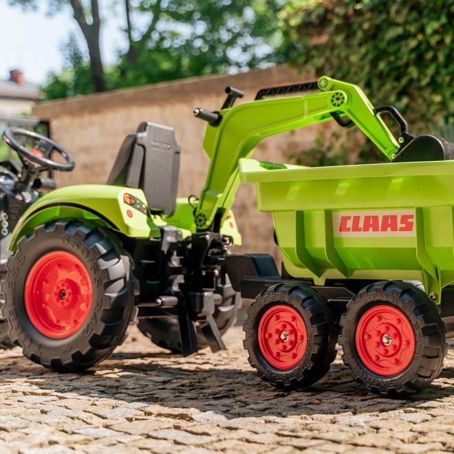 Pedaltraktor Claas Atiom 430 grün mit Vorder- und Rückschaufel