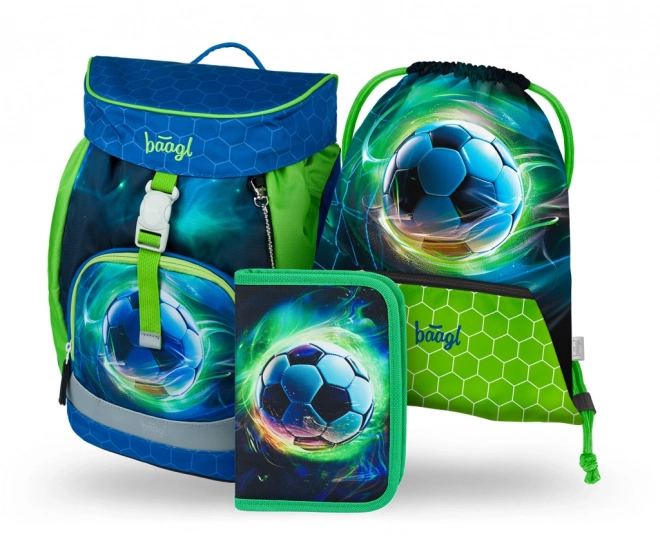 Baagl 3er-Set Airy Fußball Rucksack: Rucksack, Federmäppchen, Turnbeutel