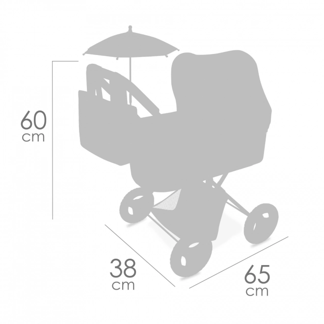 Klappbarer Puppenwagen mit Sonnenschirm und Tasche Verona 60 cm