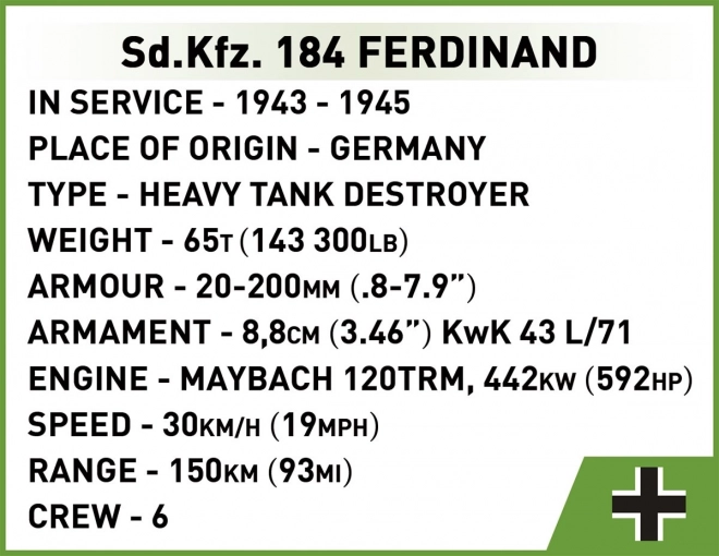 Panzerjäger Carrier Sd.Kfz. 184 FERDINAND Bausteinmodell