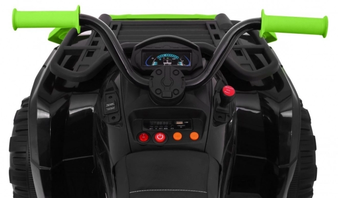Quadro XL ATV 2,4GHz mit Batterie für Kinder schwarz/grün + Fernsteuerung + Allradantrieb 4x4 + Gepäckträger + langsame Beschleunigung + EVA + LED Audio