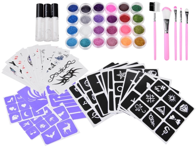 Großes Glitter-Tattoo-Set für Kinder