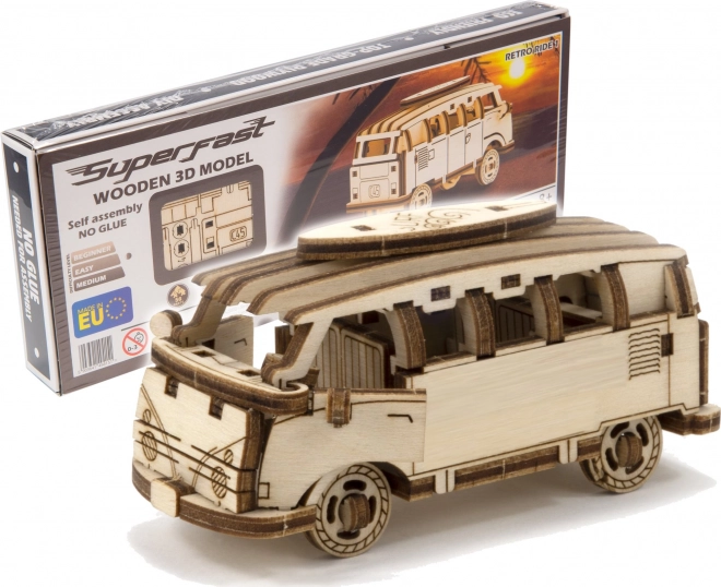 3D-Holzpuzzle Superfast Minibus Retro